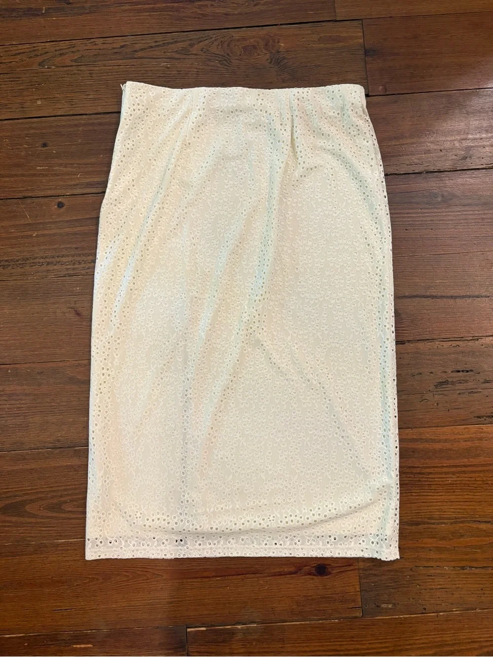 a new day Cream Eyelet Pencil Skirt with Front Slit